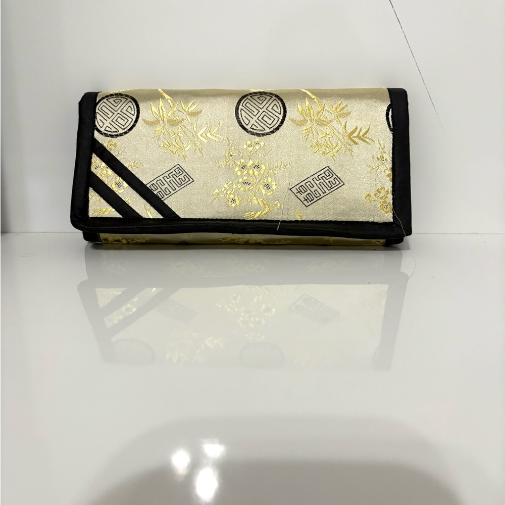 Nepali Silk Woven Gold and Black Wallet (New)